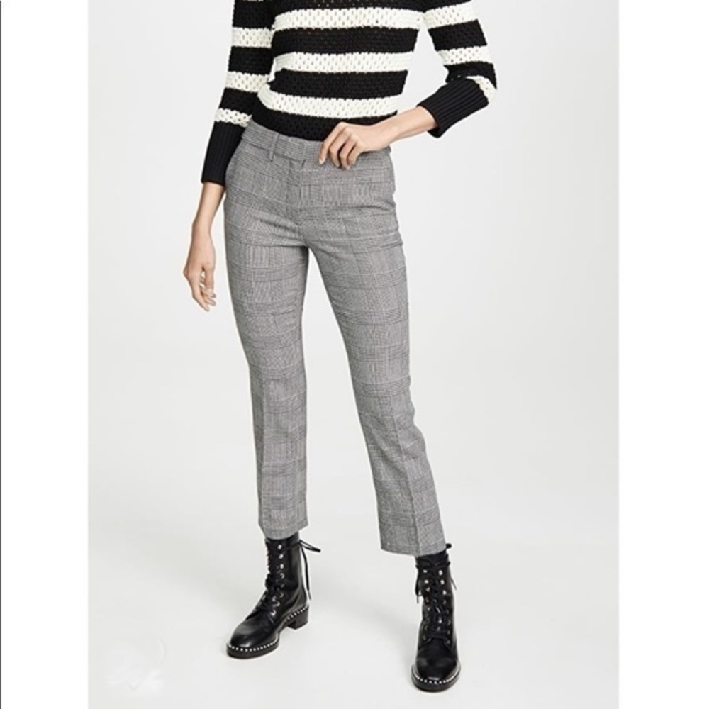Frame • Black White Plaid Cropped Perfect Trouser